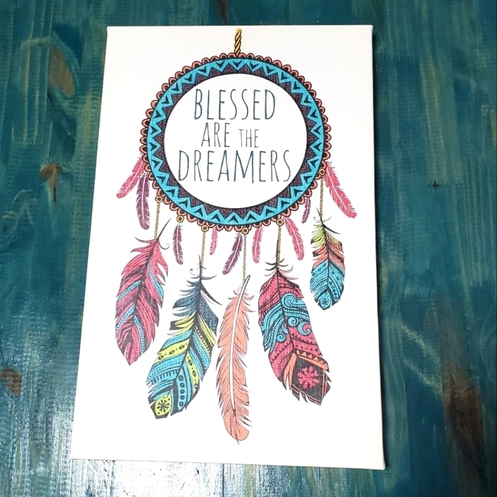 Blessed Are The Dreamers Dream Catcher On Canvas